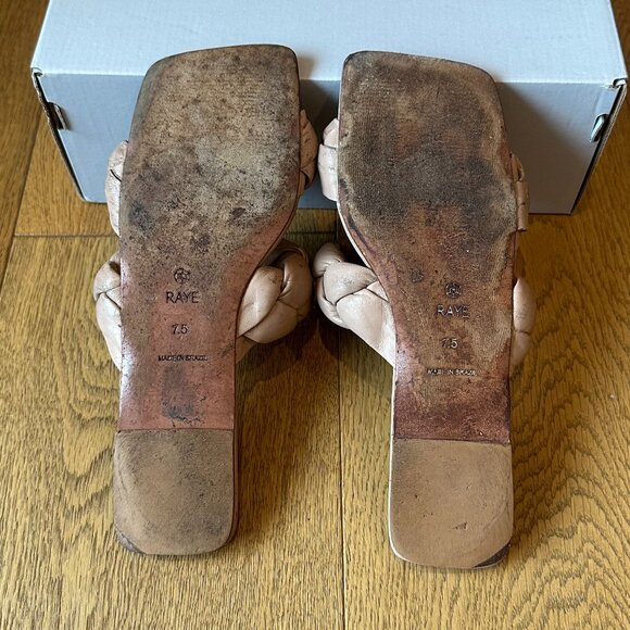 RAYE Braid Leather Strap & Sole Square-Toe Flat Slide Sandals (Nude) - Picture 14 of 16